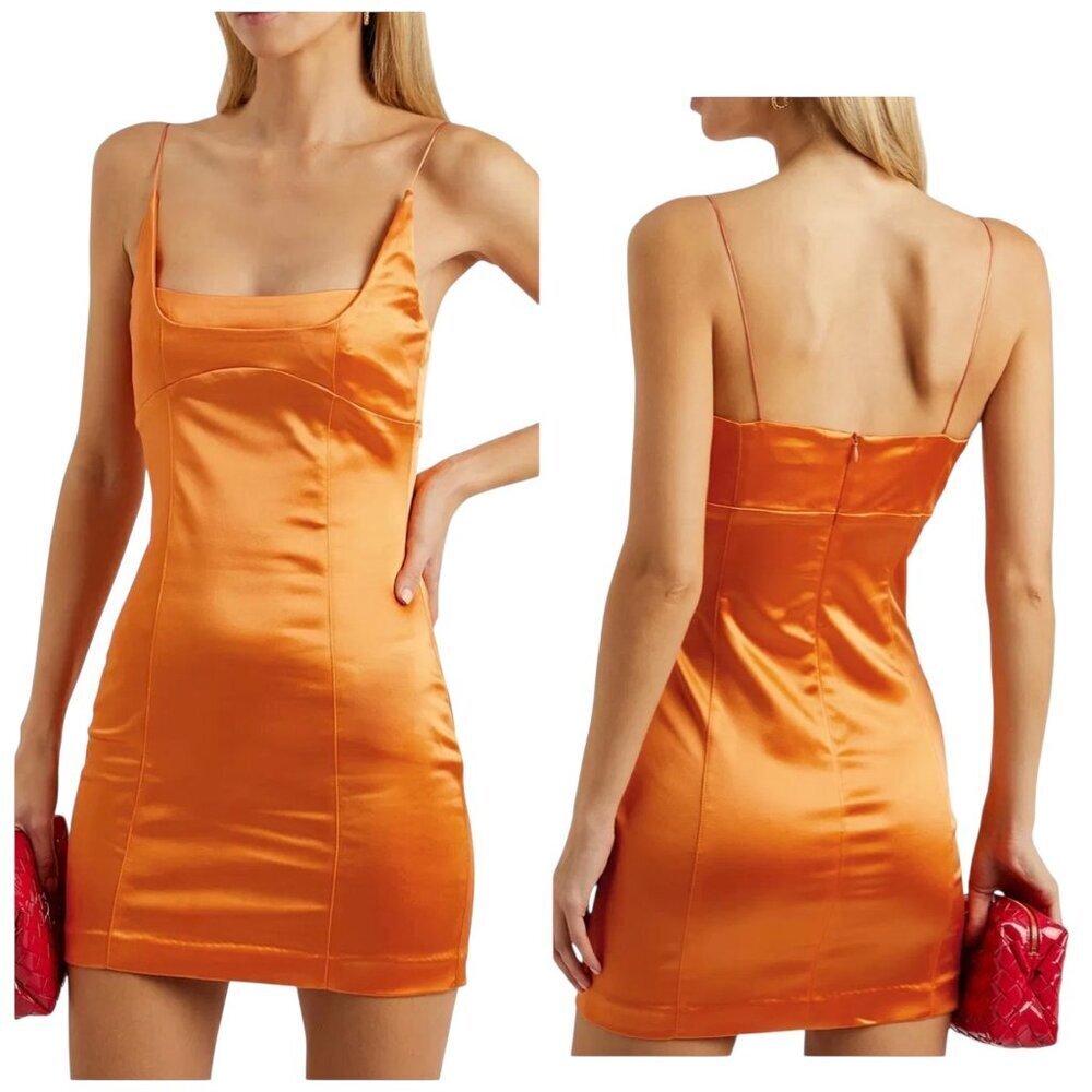Bec + Bridge Stella Satin Mini Dress Tangerine Orange Size 8 NWT
